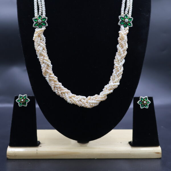 Premium Emerald AD Pearl Necklace Sets - Image 5