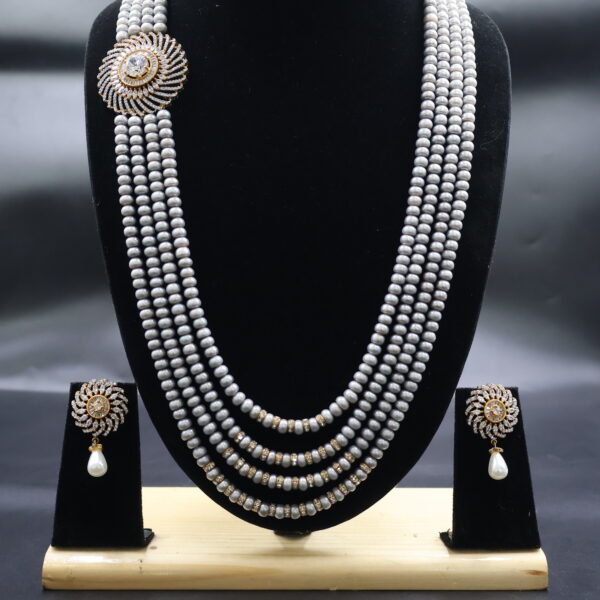 Traditional Grey Pearl Necklace Set - Image 5