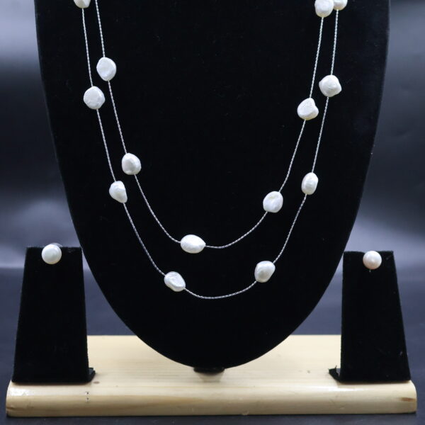Elegant Long White Pearl Necklace - Image 5