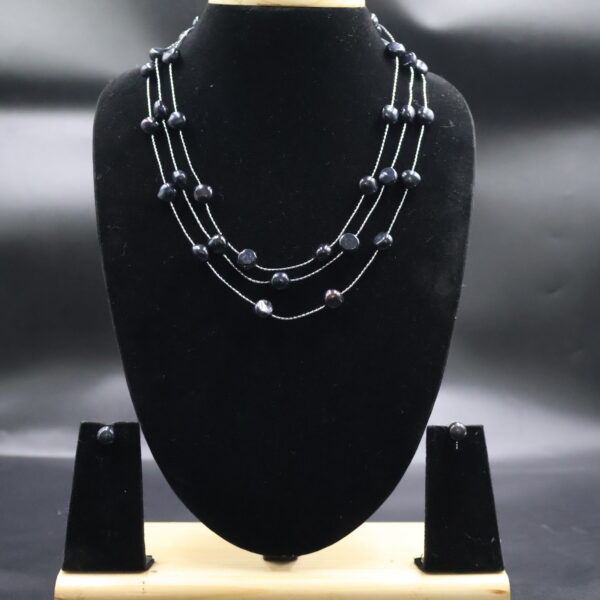 Alternative view of Three Layer Black Pearl Necklace