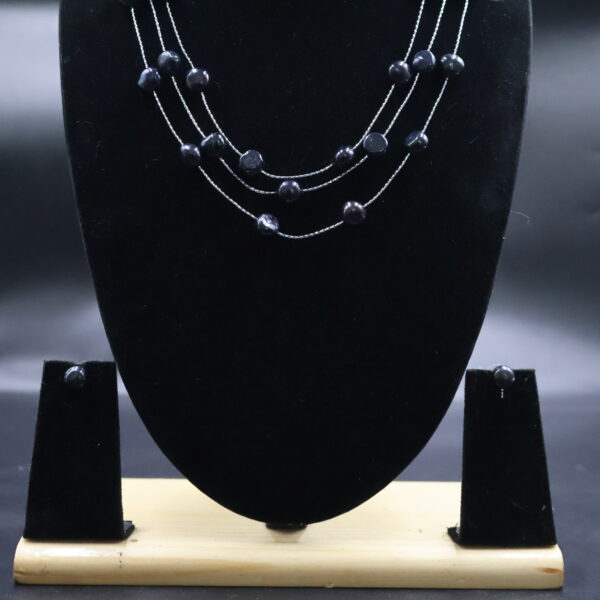 Three Layer Black Pearl Necklace - Image 5