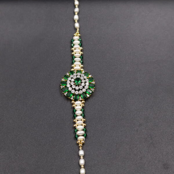 Royal Emerald Pearl Rakhi - Image 4