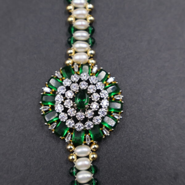 Royal Emerald Pearl Rakhi - Image 3
