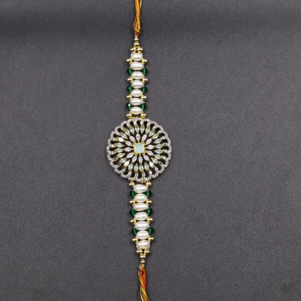 Royal Emerald Pearl Rakhi - Image 4
