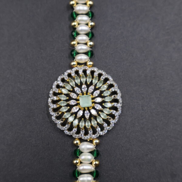 Royal Emerald Pearl Rakhi - Image 3