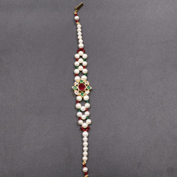Ruby Green Elegance Pearl Rakhi - Image 5