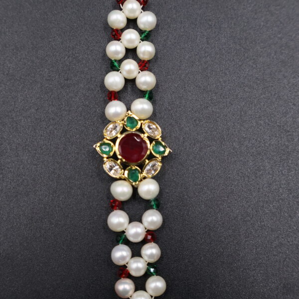 Ruby Green Elegance Pearl Rakhi - Image 4
