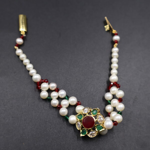 Ruby Green Elegance Pearl Rakhi - Image 3