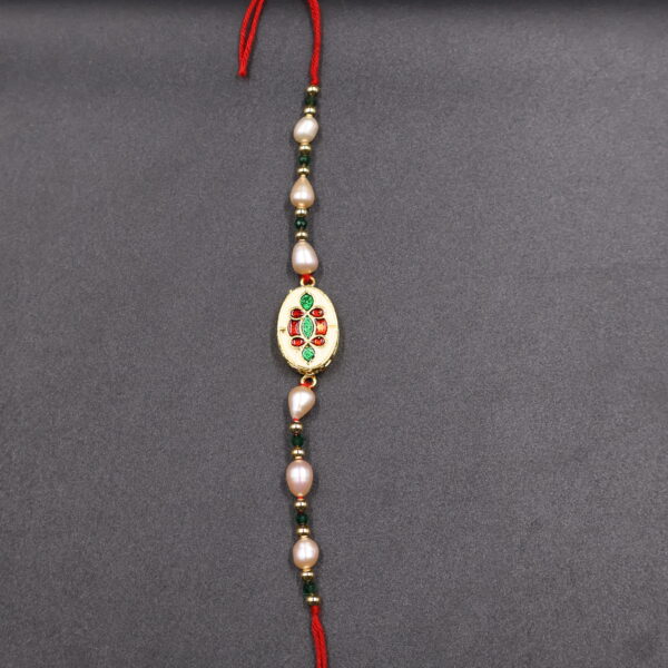 Traditional Elegance Pearl Rakhi - Image 3