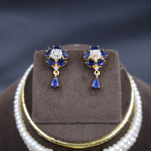 Blue Stone Pearl Choker Necklace Sets - Image 5