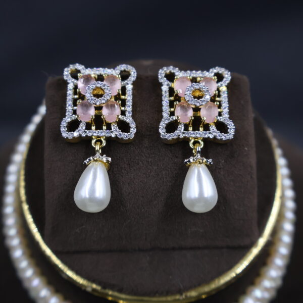 Pink Stone & Pearl Choker Necklace Sets - Image 5