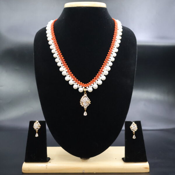 Alternative view of Royal Coral & Pearl Pendant Necklace Sets