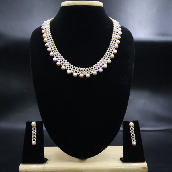 Alternative view of Elegant Pink Pearl Necklace & Earring Set