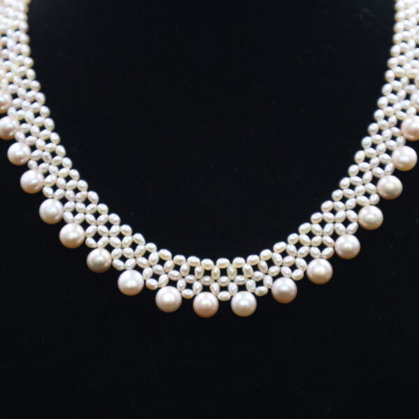 Elegant Pink Pearl Necklace & Earring Set - Image 4
