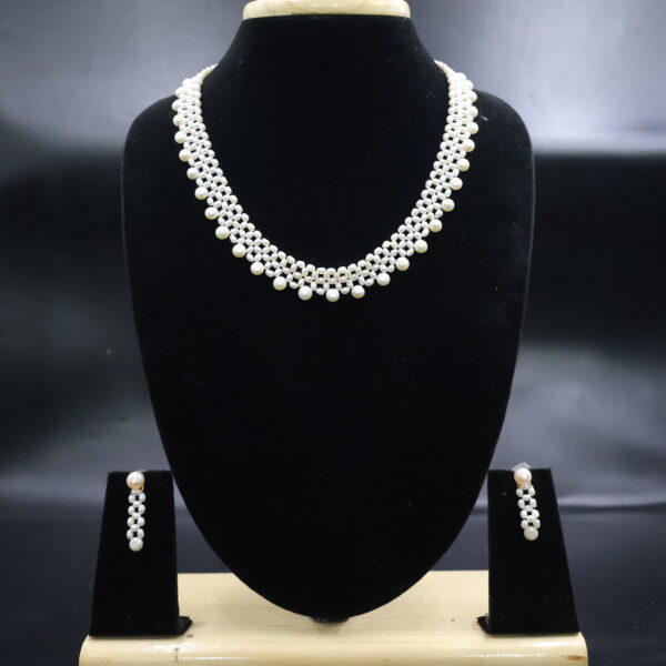 Alternative view of Elegant White Pearl Necklace & Earring Set