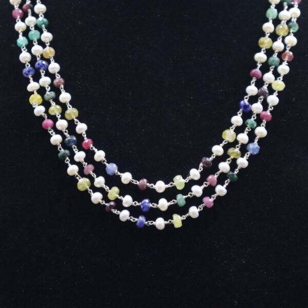 Elegant Multicolor Real Stone Pearl Necklace - Image 4