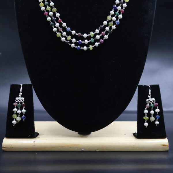 Elegant Multicolor Real Stone Pearl Necklace - Image 5