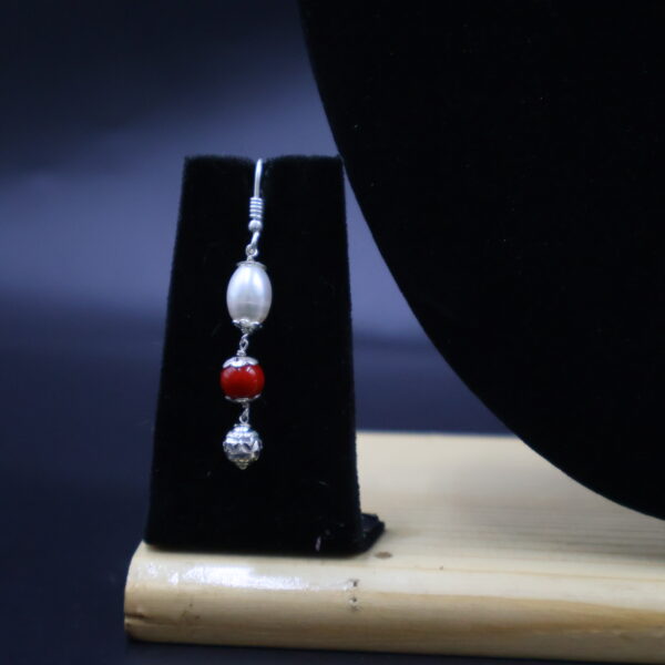 Elegant Red Coral Pearl Necklace Set - Image 3