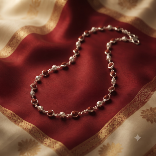 Alternative view of Silver Rudraksha Spiritual Mala