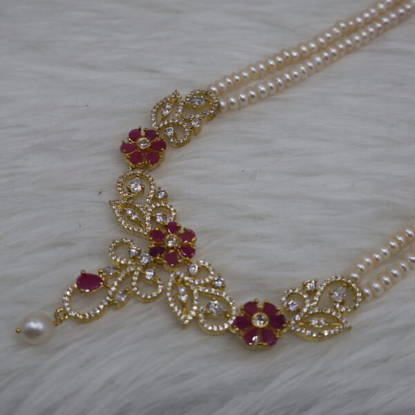 Ruby Floral Elegance Pearl Necklace - Image 5