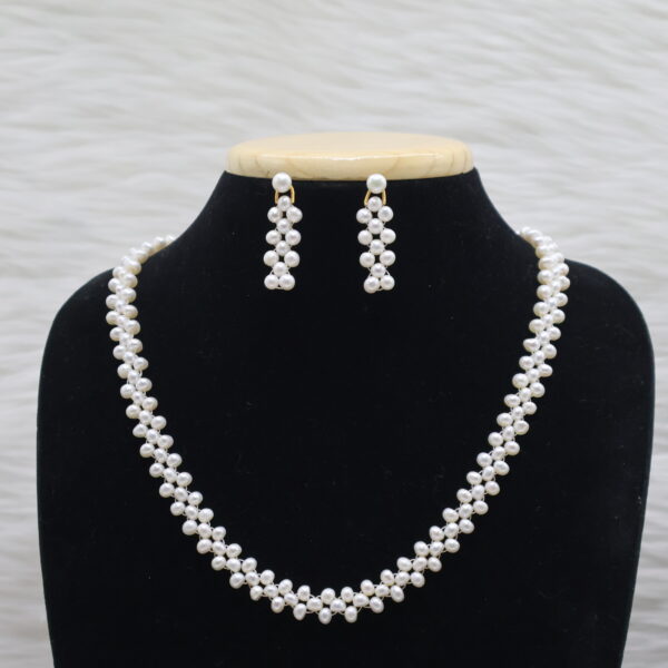 Alternative view of Blossom Double Layered Pearl Necklace Set