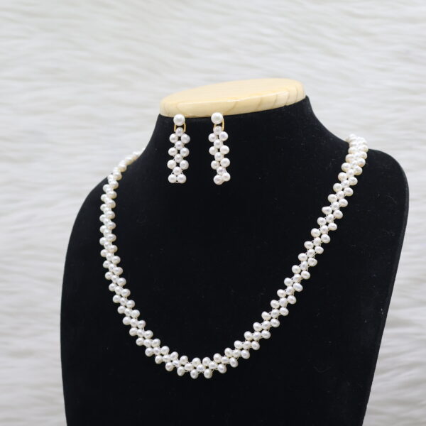 Blossom Double Layered Pearl Necklace Set - Image 3