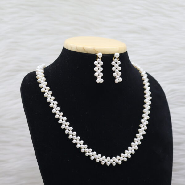 Blossom Double Layered Pearl Necklace Set - Image 4