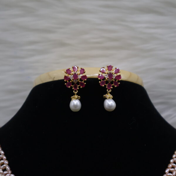 Ruby Bloom Pearl Pendant Necklace Set - Image 5