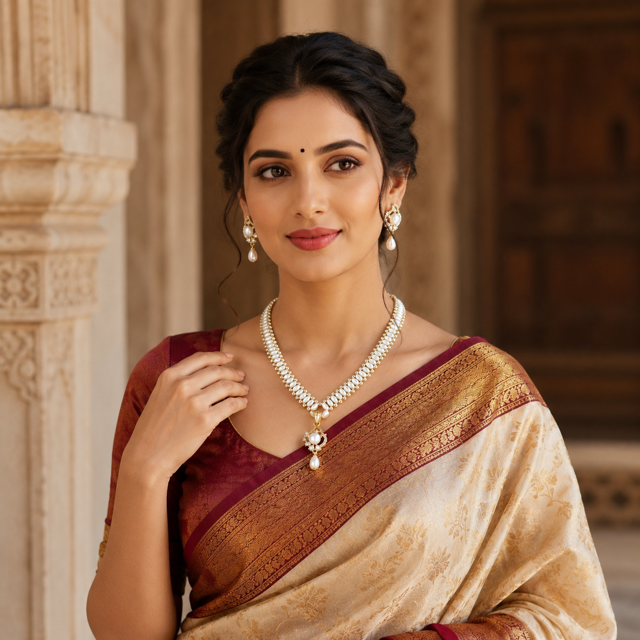 buy original pearl jewellery set online