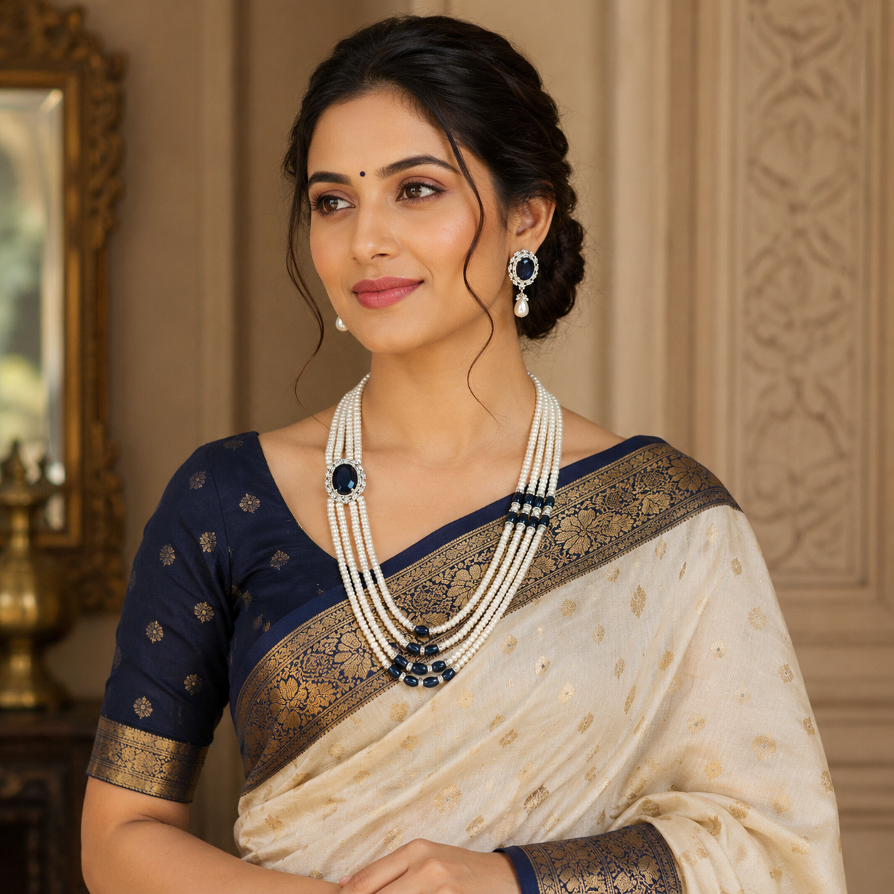 Royal Luxury Pearl Necklace Set Premium Hyderabadi Pearls